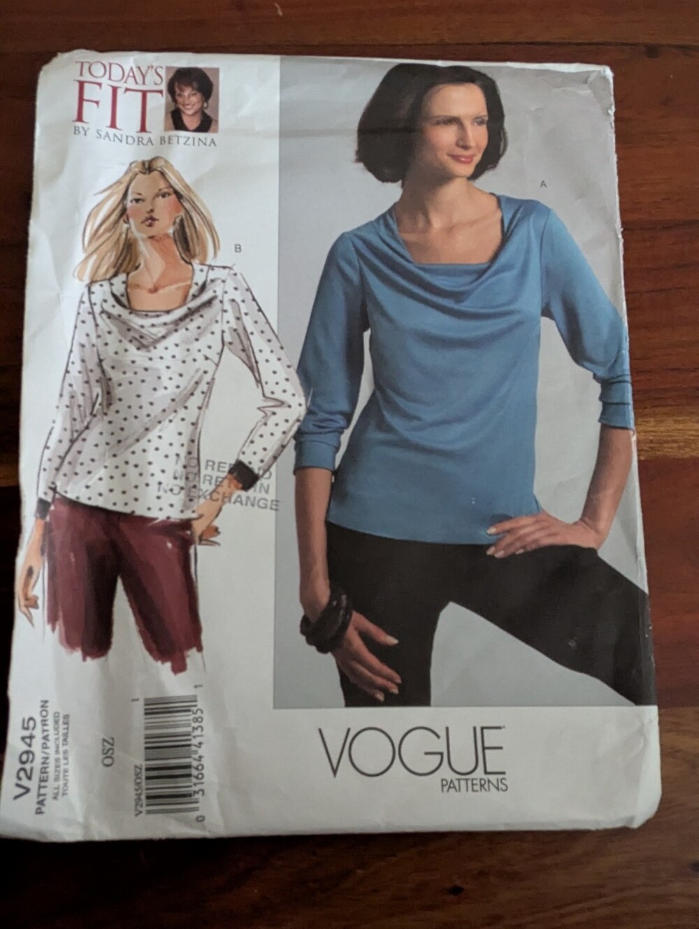 Vogue V2945 Today's Fit by Sandra Betzina: Misses Top Bust Sizes 32-55 - Uncut